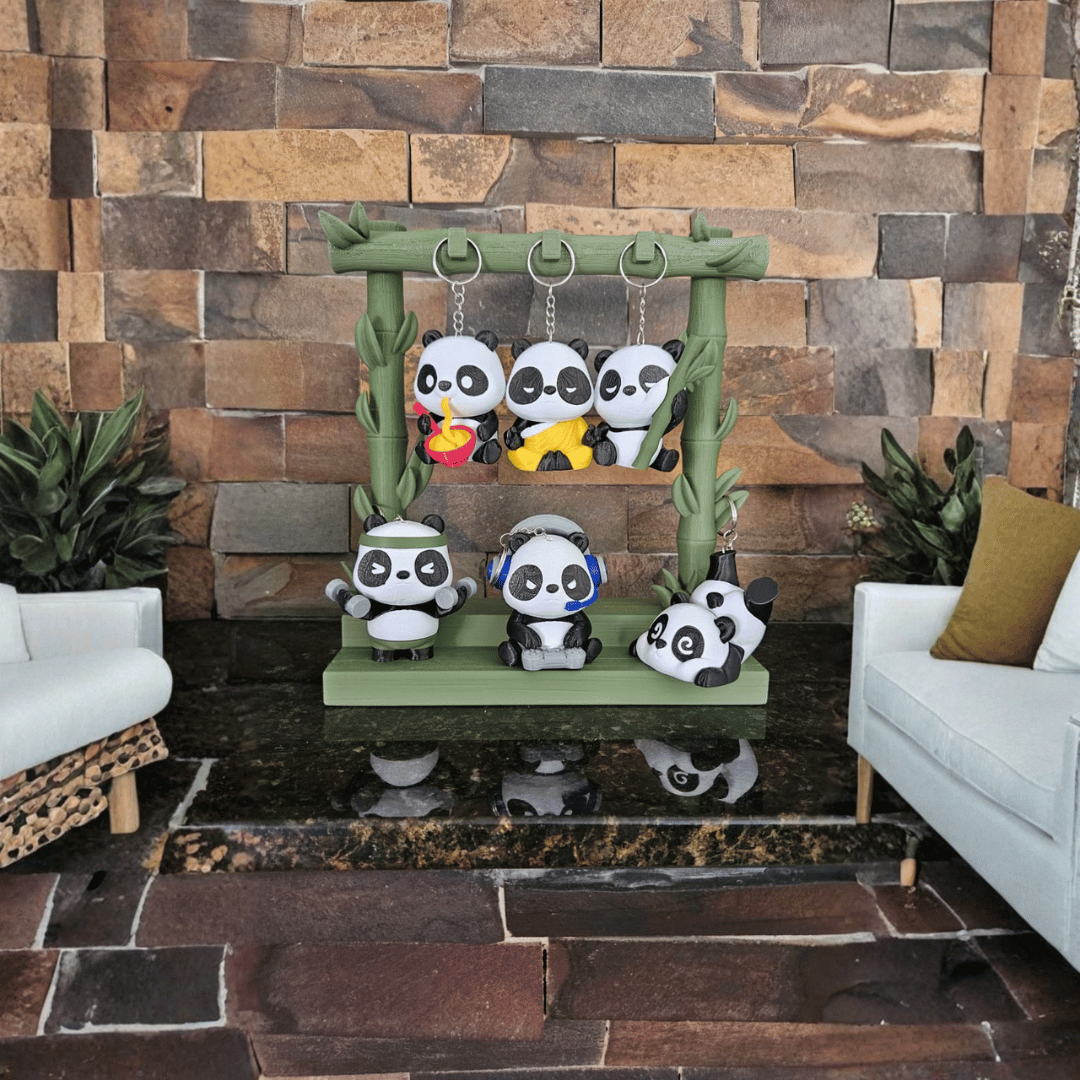 Kit Chaveiros Panda Coleção Completa Impresso em 3D | Todos os Modelos