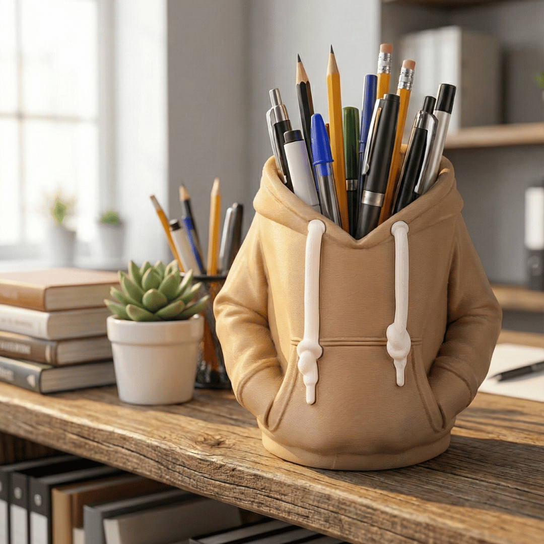 Porta-Lápis e Porta-Latas Moletom Criativo Impresso em 3D | 2 em 1